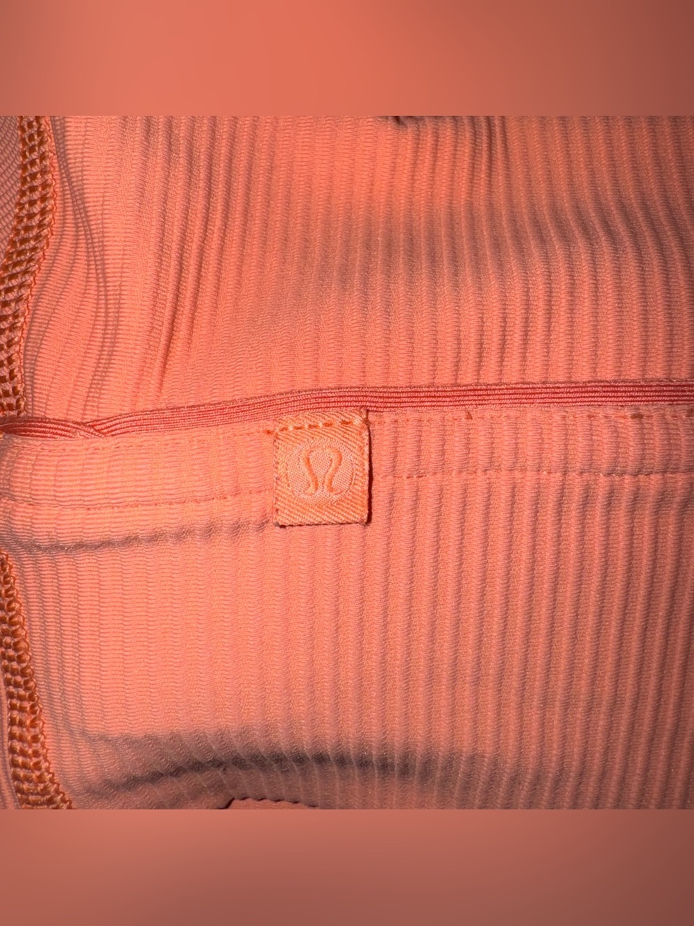 LULULEMON Energy Longline Bra Ribbed Luxtreme Coral/ Orange Size 10 - Picture 10 of 13